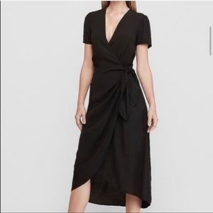 Express Black Wrap Midi Dress